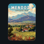 Ímã Mendoza Argentina Viagem Art Vintage<br><div class="desc">Mendoza retro vetor viagem design. Mendoza é uma cidade na região argentina de Cuyo e o coração do país do vinho argentino,  faminto por malbecs e outros vinhos tintos.</div>