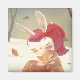 Imã Menina Abraçando Veado