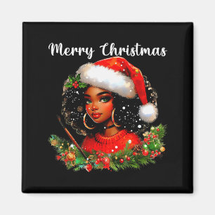 Imã Menina Africana Preta Engraçada Natal Americano Me