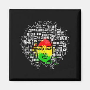 Imã Menina Afro Camisa Negra História Mês Citação Afri