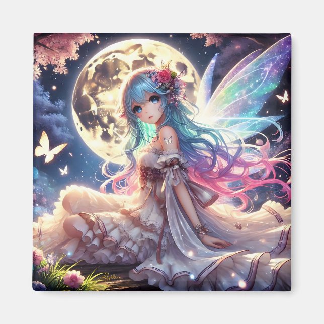 Imã Menina Anime Princesa Fada da Lua no Jardim (Frente)