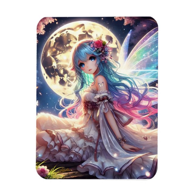 Ímã Menina Anime Princesa Fada da Lua no Jardim (Vertical)