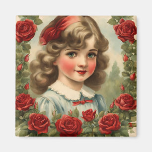 Imã Menina antiga com rosas