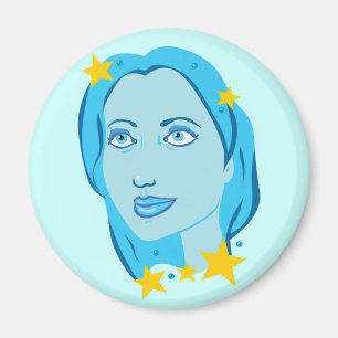 Imã Menina azul estrelado