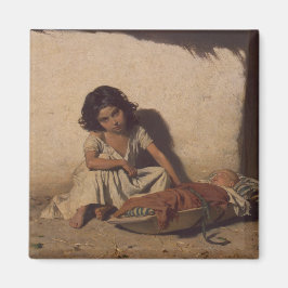 Imã Menina com bebê (Pobre Criança da Rua)