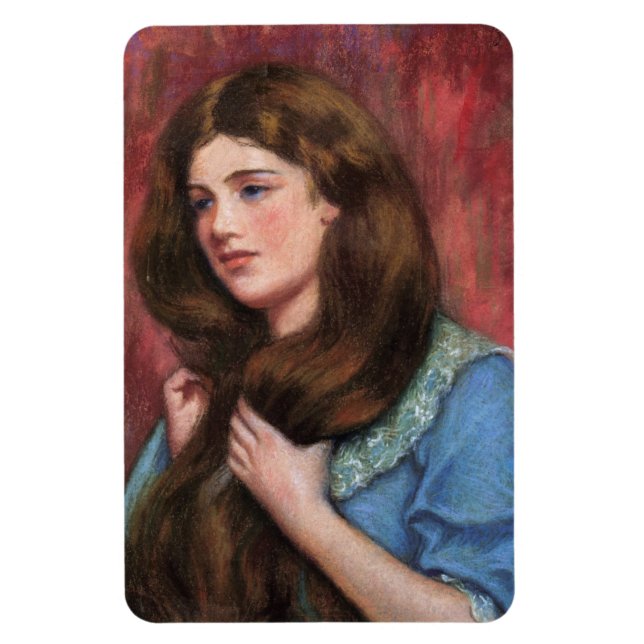 Ímã Menina com Cabelo Marrom bonito (Vertical)