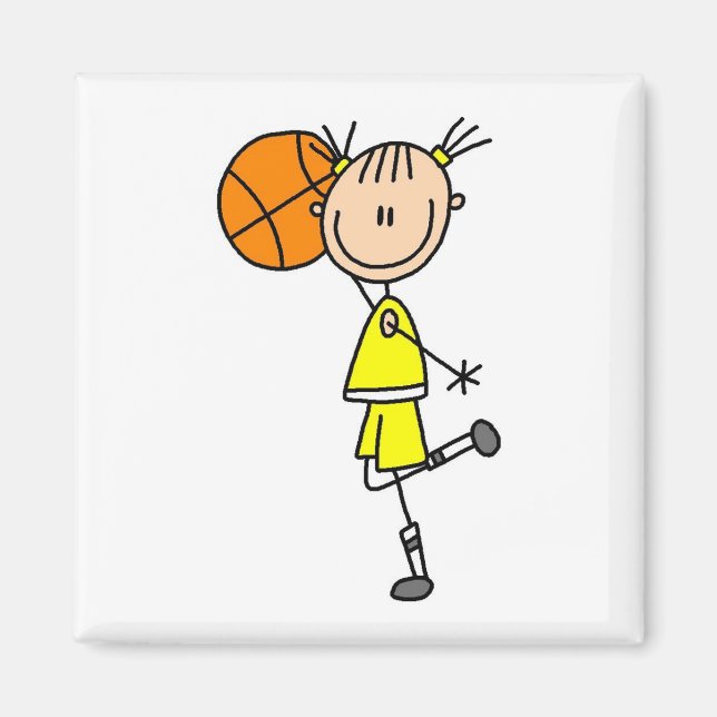 Imã Menina Com Camisetas de Basquete e Presentes (Frente)