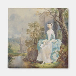 Imã Menina com um livro assentado em um parque, c.1750