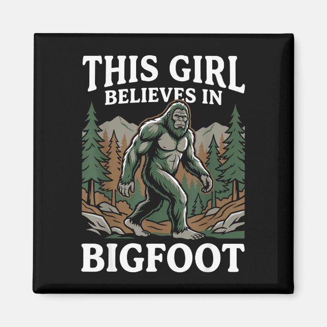 Imã Menina crente do Pé Grande floresta sasquatch crip (Frente)