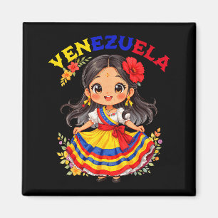 Imã Menina Cute da Venezuela Vestido Tradicional Arte