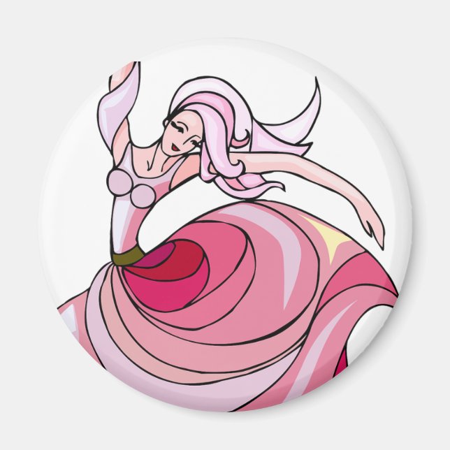 Imã Menina Dançando Rosa (Frente)