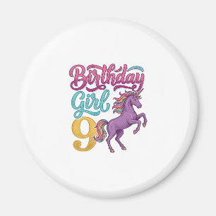 Imã Menina de Aniversário Unicórnio Design de Gravura 