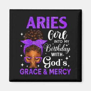 Imã Menina de Áries Aniversário Mulheres Negras Afro C