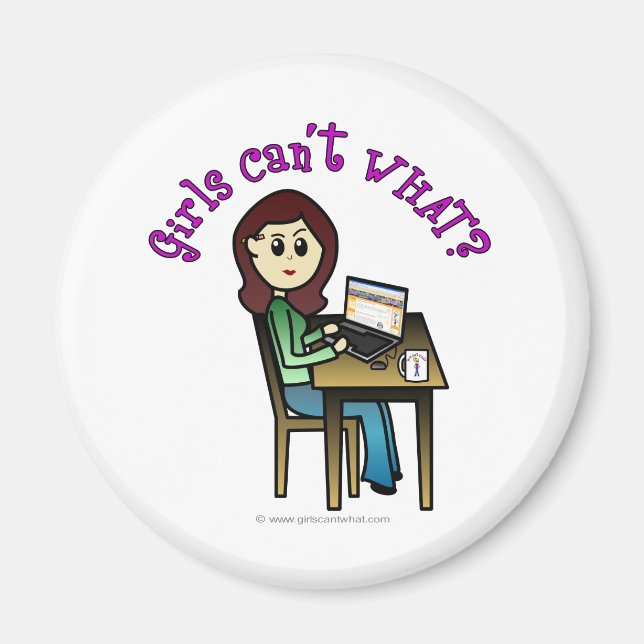 Imã Menina de Computador Leve (Frente)