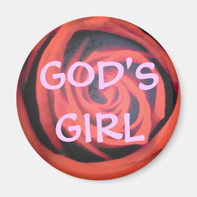 Imã Menina de Deus Rosa Vermelha (Frente)