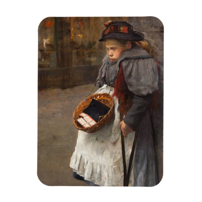 Ímã Menina de Fósforos Pobre Garoto de Rua Pobreza Urb (Vertical)