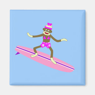 Imã Menina do surfista do macaco da peúga