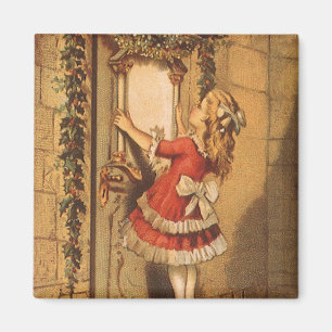 Imã Menina do Victorian do natal vintage que pendura