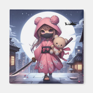 Imã Menina e ursinho da guerreira ninja