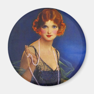 Imã Menina elegante do Flapper com o vestido azul da