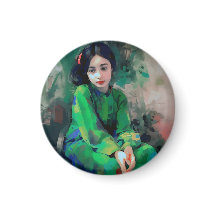 Menina em vestida verde