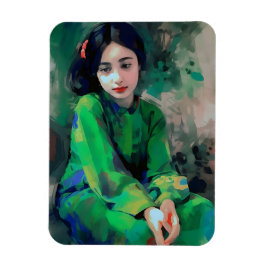 Ímã Menina em vestida verde