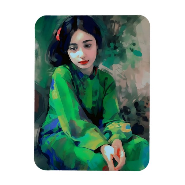 Ímã Menina em vestida verde (Vertical)