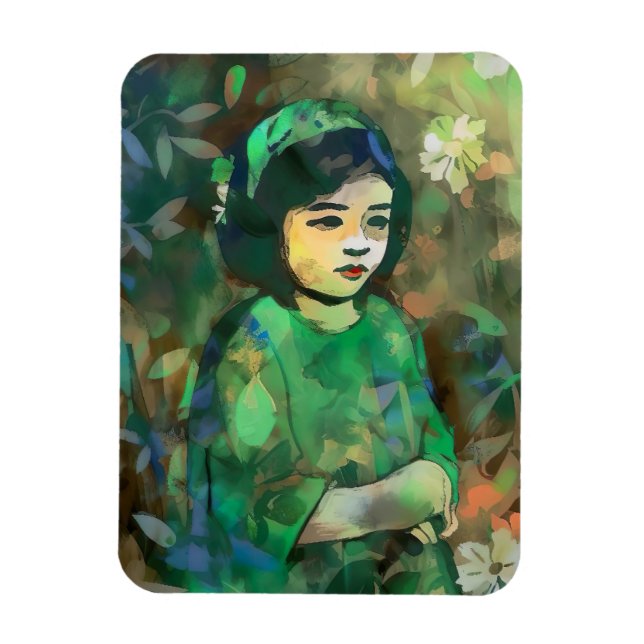 Ímã Menina em vestida verde (Vertical)
