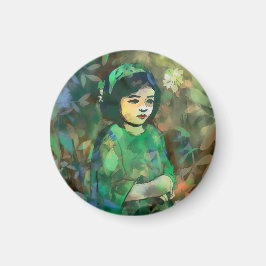 Imã Menina em vestida verde