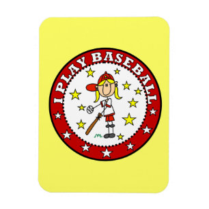 Ímã Menina Eu jogo beisebol Camisetas e Presentes