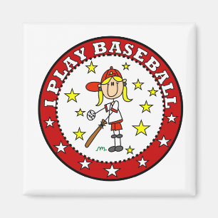 Imã Menina Eu Jogo Beisebol Camisetas e Presentes