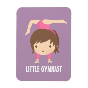 Ímã Menina Ginasta Fofo Posando de Ginástica