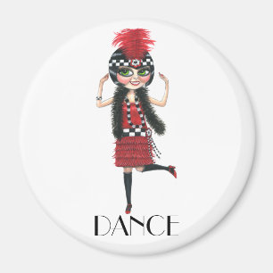 Imã Menina grande do Flapper do olho do traje do 1920