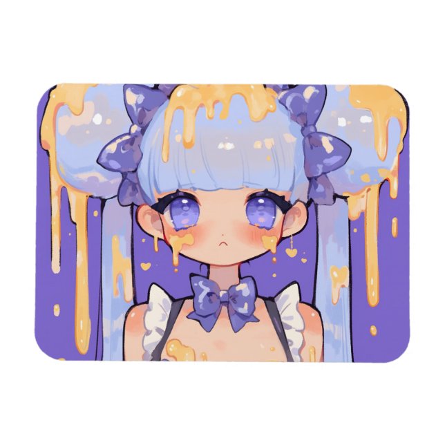 Ímã Menina Kawaii Chibi Gota de Mel (Horizontal)