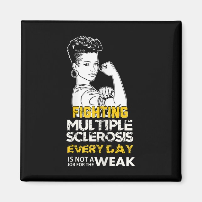 Imã Menina Negra Múltipla Esclerose Guerreira Forte Mu (Frente)