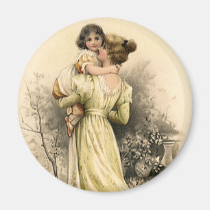 Imã Menina pequena mãe vitoriana antiga