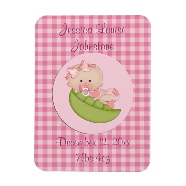 Ímã Menina Personalizada em um Anúncio Rosa Pod (Vertical)