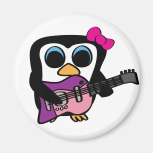 Imã Menina Pinguim com Violão Elétrico