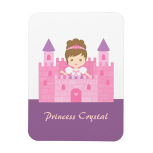 Ímã Menina Princesa Fofa no Conto de Fadas do Castelo
