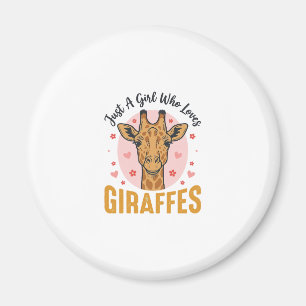 Imã Menina Que Ama Girafas Desenho de Gravura Vintage_