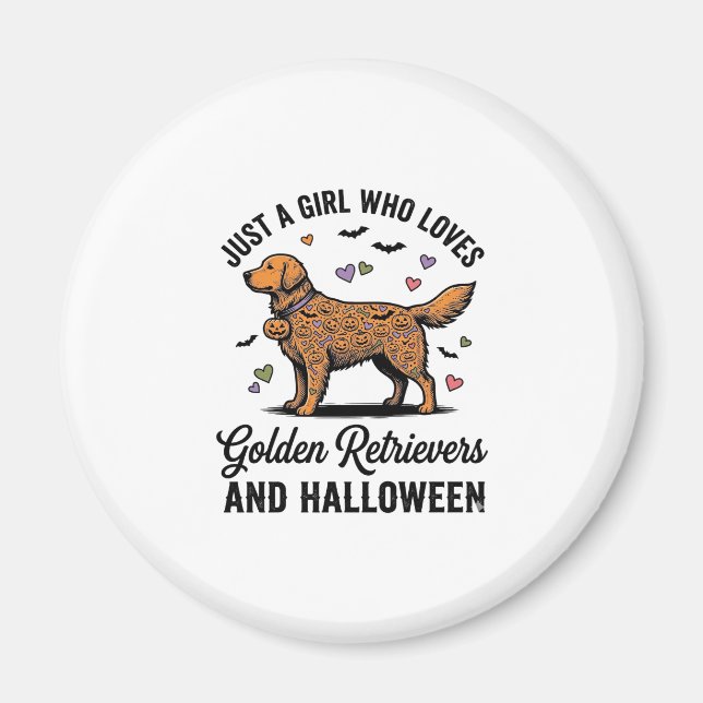 Imã Menina Retriever Dourado de Halloween Mãe de Cacho (Frente)