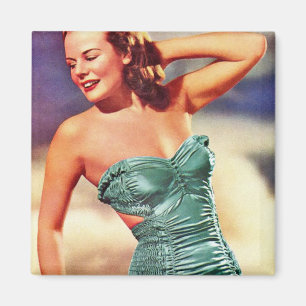 Imã Menina retro do roupa de banho dos anos quarenta