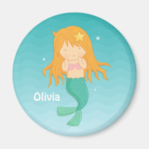 Imã Menina Sereia Fofa, Ímã Personalizado para Criança