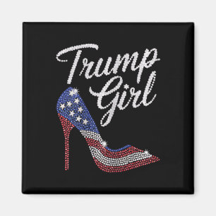 Imã Menina Trump Salto Alto Bandeira Americana Brilho