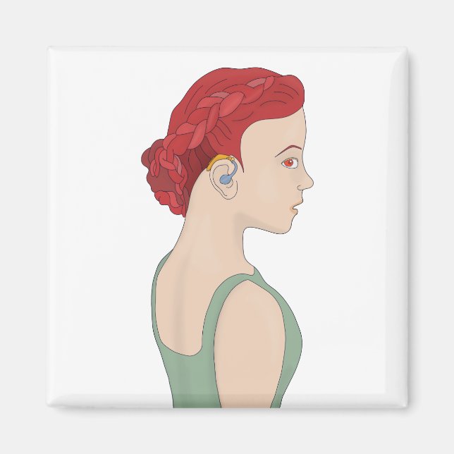 Imã Menina usando um aparelho auditivo (Frente)