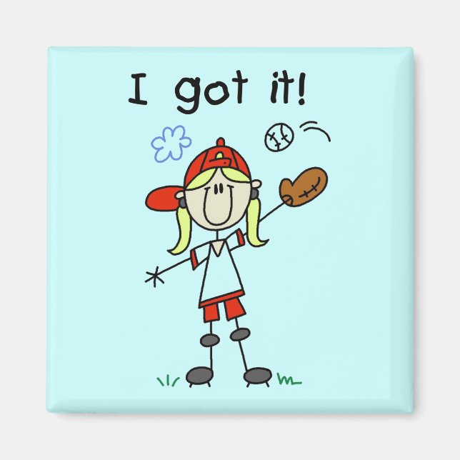 Imã Meninas Baseball Eu tenho Camisetas e presentes (Frente)