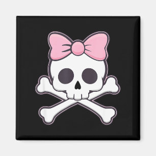 Imã Meninas Caveira Fofo Com Laço Rosa Kawaii Goth Cav