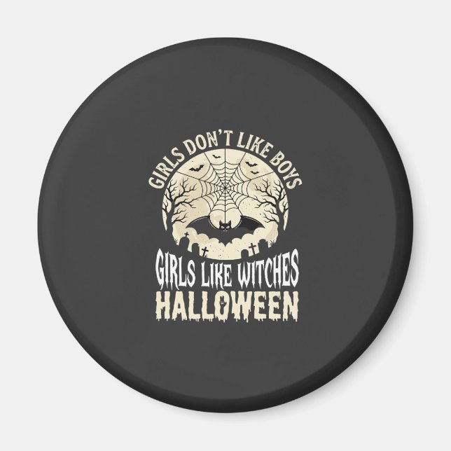 Imã Meninas Como Bruxas Design de Morcego de Halloween (Frente)