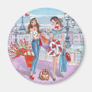 Imã Meninas Comprando em Paris   Ímã
