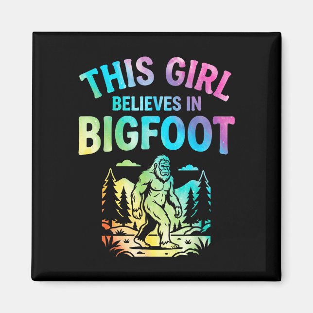 Imã Meninas crente do pé grande tingimento sasquatch c (Frente)